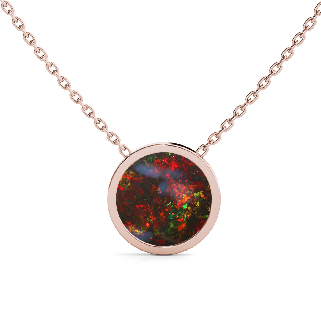 Nebula Black Opal Necklace Red Gold