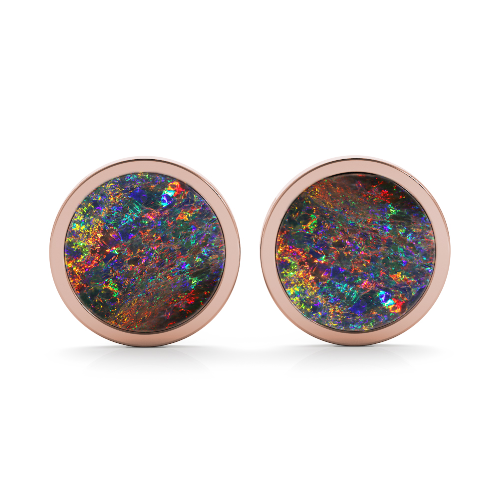 Nebula Black Opal Studs Red Gold front