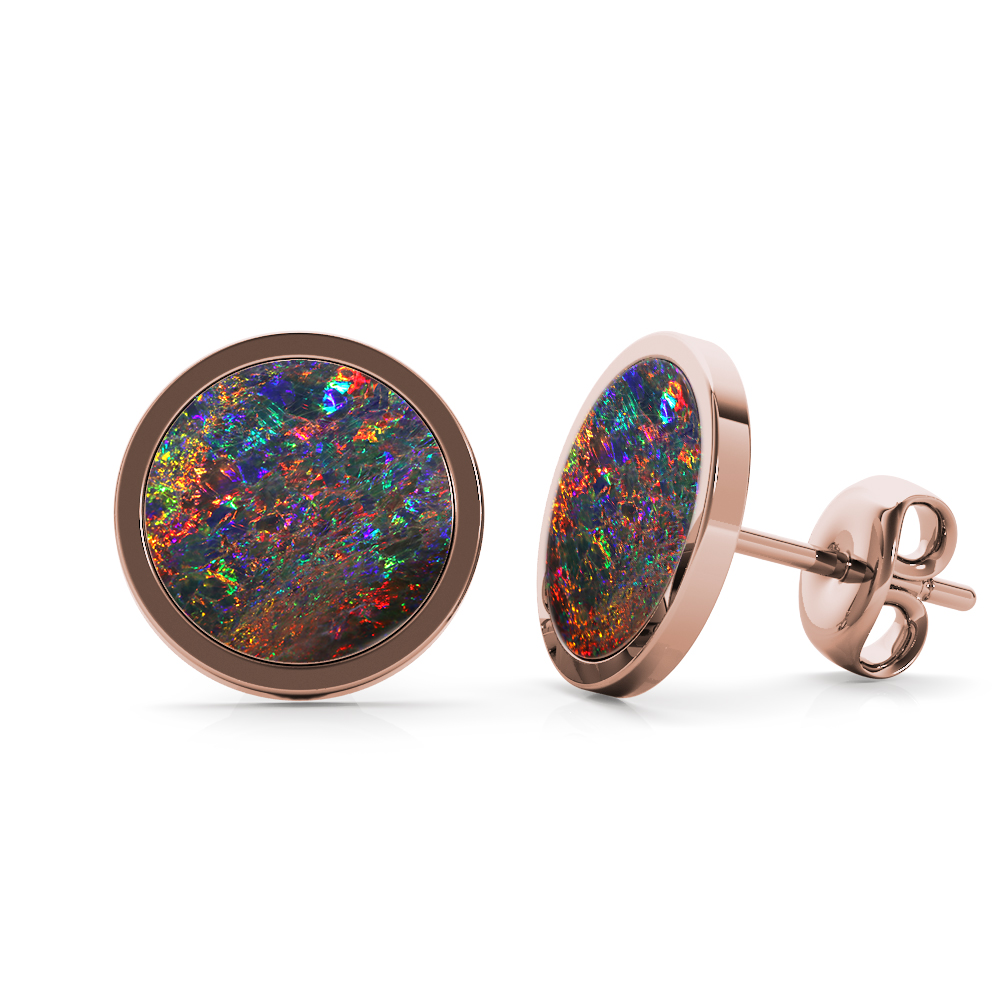 Nebula Black Opal Studs Red Gold side