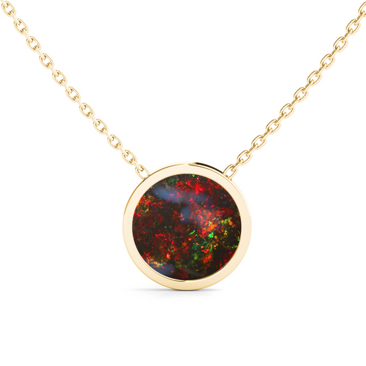 Nebula Black Opal Necklace Yellow Gold