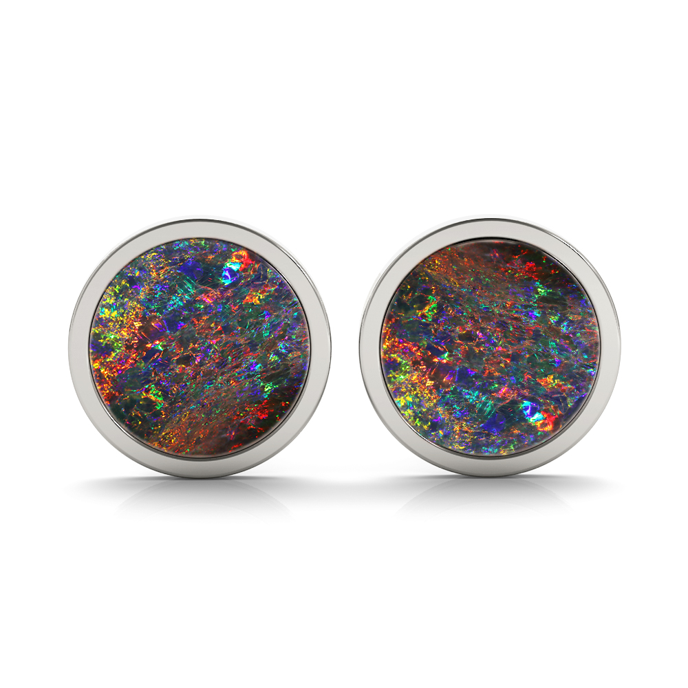 Nebula Black Opal Studs White Gold front